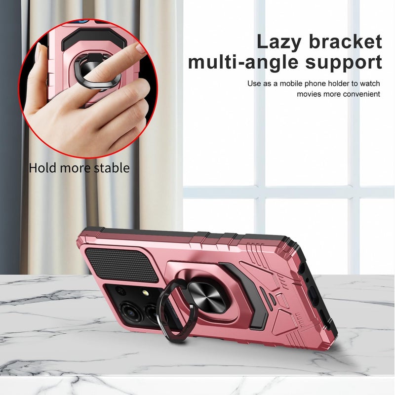 Mocotto for TCL K32/K33 5G 2025 Phone Case with Tempered Glass Screen Protector,Military Grade Shockproof Protective Cover,with Ring Kickstand (Rose Gold) - Image 4